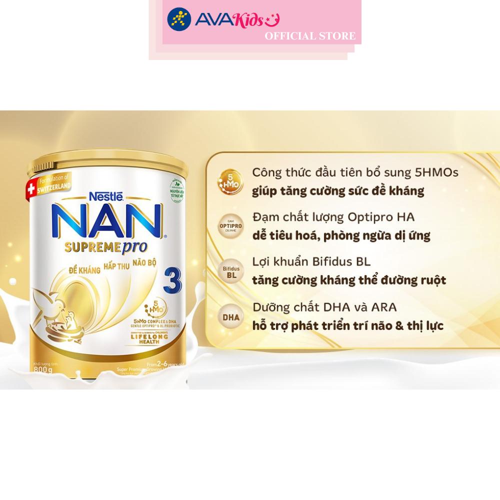 Sữa bột NAN Supremepro số 3 800g (2 - 6 tuổi) dành cho trẻ dị ứng đạm sữa bò