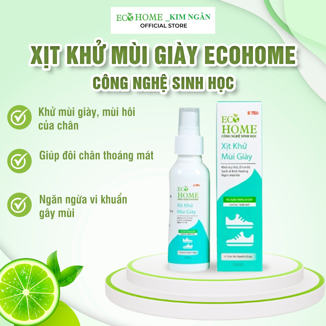 Xịt Khử Mùi Giày ECOHOME-Xịt Khử Mùi Giày ECOHOME Kim Ngân Store Giúp Đôi Chân Luôn Thoáng Mát, Sảng Khoái Chai 100ml