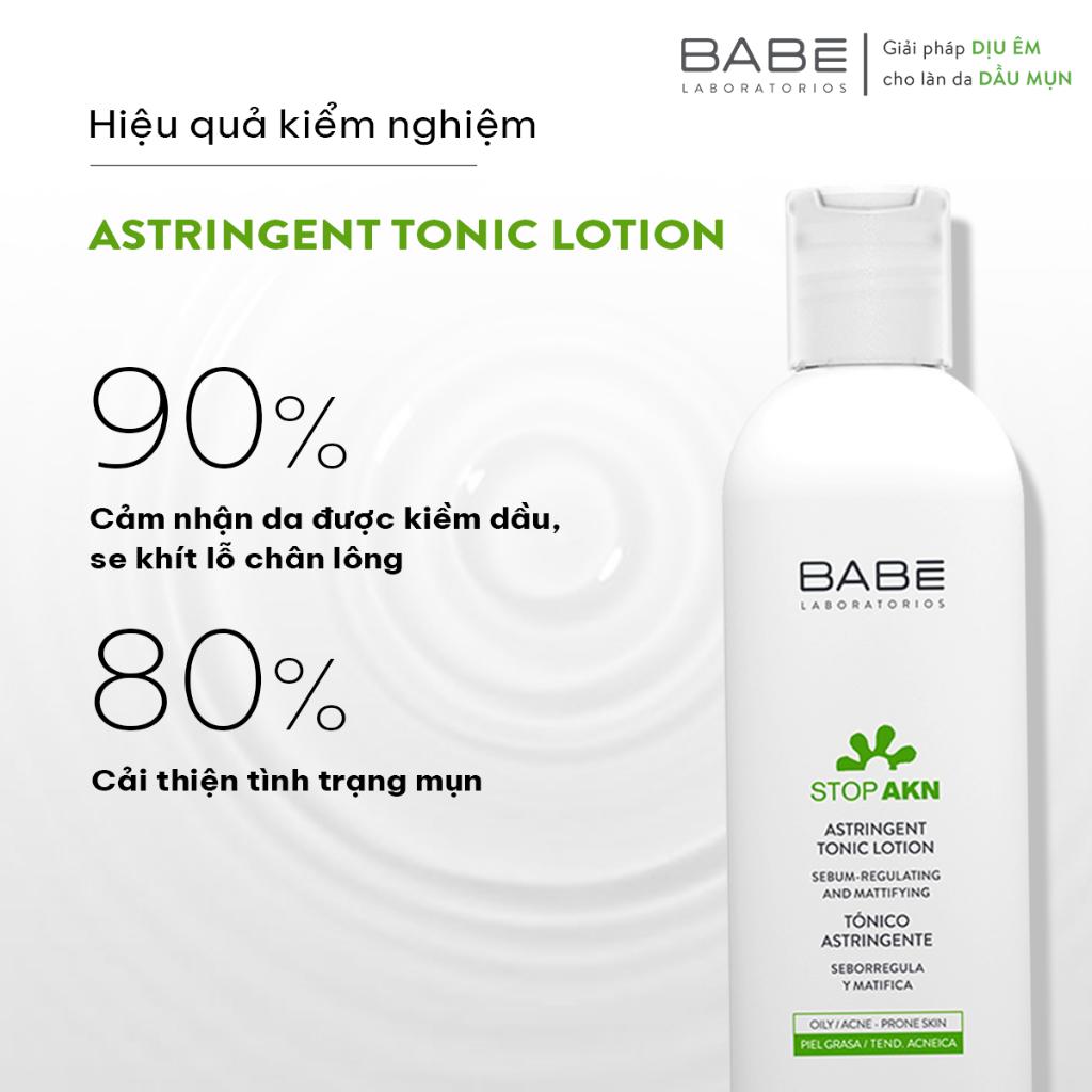 Toner cân bằng dầu nhờn, hỗ trợ giảm mụn, se khít lỗ chân lông BABE Stop AKN Astringent Tonic Lotion 250ml