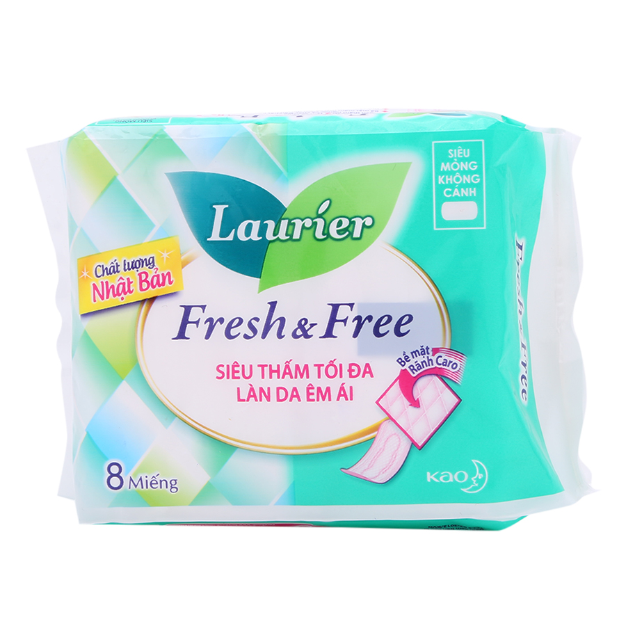 Combo 6 Băng Vệ Sinh Laurier Fresh &amp; Free Siêu Mỏng Không Cánh - 8 Miếng