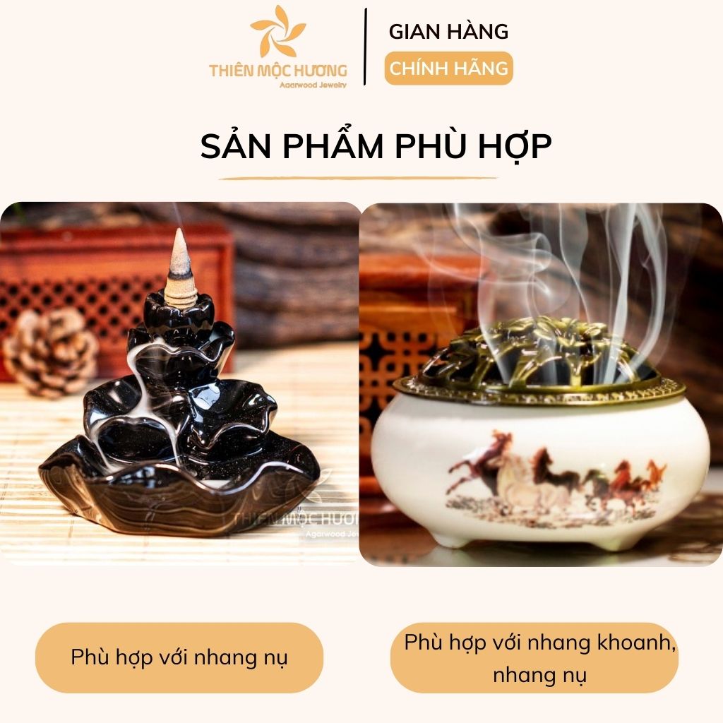 Nhang Nụ Trầm Hương tự nhiên khói chảy ngược - Hộp 40 nụ - Mùi thơm dịu nhẹ, không cay mắt, không kích mũi - Thiên Mộc Hương