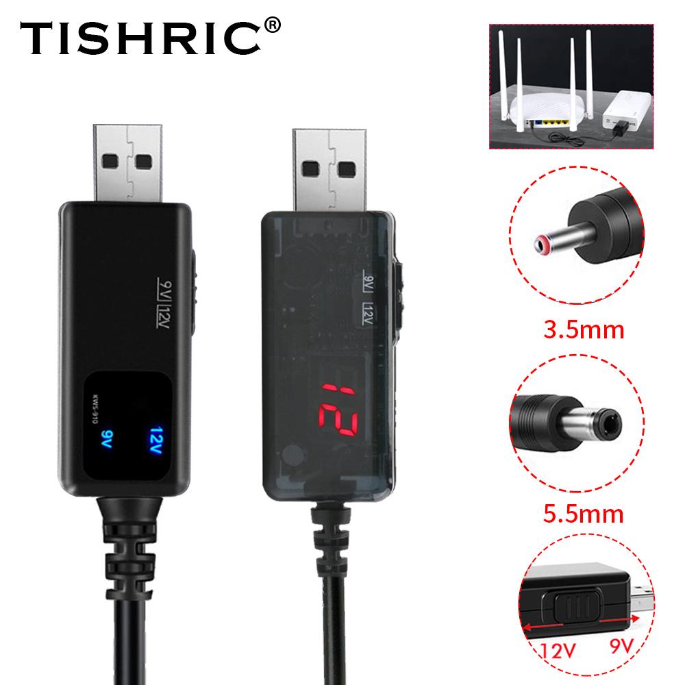 Tishric USB đến DC Power Cáp cho bộ định tuyến 5V USB DC 12V 9V Bộ điều hợp cấp nguồn Cáp đầu nối Jack 2.1x5.5mm qua PowerBank