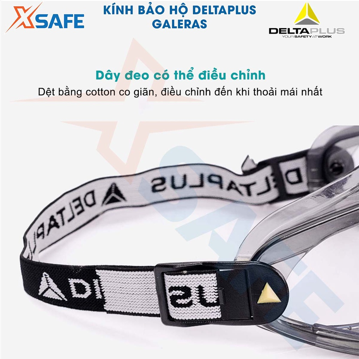 Kính bảo hộ chống hóa chất Deltaplus Galeras Mắt kính đeo được cùng kính cận, điều chỉnh, chống bụi , chống đọng sương