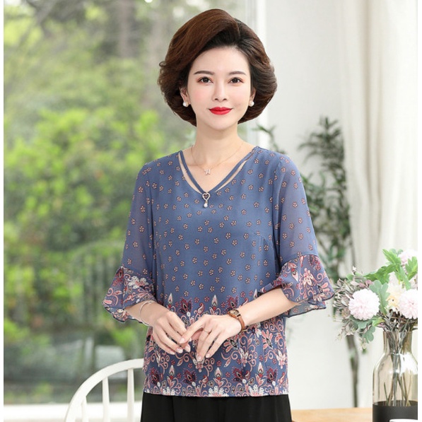 Áo Kiểu Nữ Trung Niên Mềm Đẹp SM83 - Hàng Quảng Châu Cao Cấp
