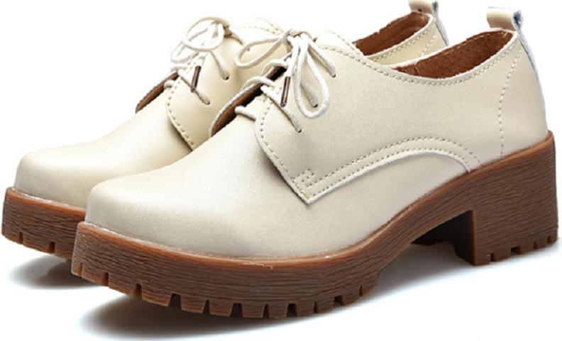 Women's College mid heel Booties PU  Leather Oxford bottom Martin Boots