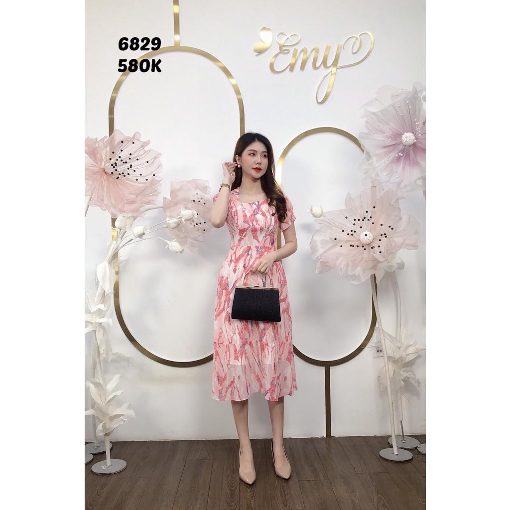 Đầm EMY EM6829 Xoè Hồng Tùng Bèo