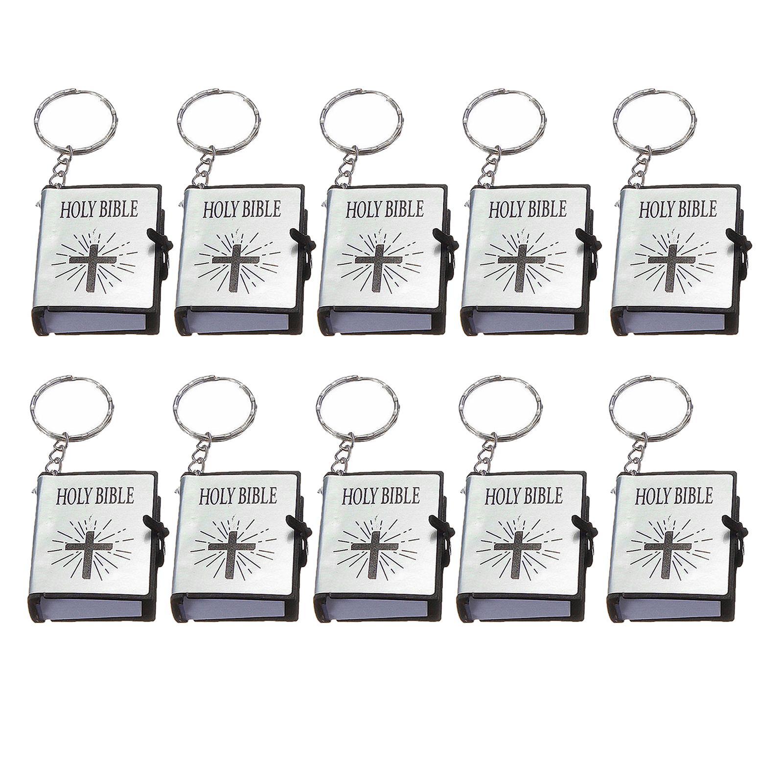 Cute Mini Book Keyring Religious Christian Bible Keychain  Can Read