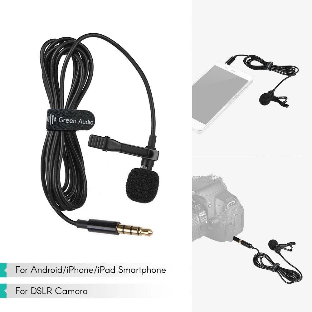 Vòng tụ điện Micrô Mini Clip-on Lavalier Microphone Cắm 3,5mm với Cáp mở rộng 2M Tương thích với iPhone iPad