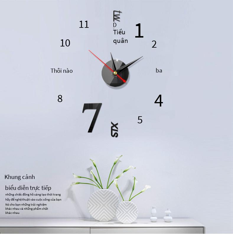Phong cách mới nhất sáng tạo Châu Âu đồng hồ treo tường nhà diy3D trang trí ba chiều đồng hồ kỹ thuật số acrylic gương dán tường đồng hồ treo tường JCY40