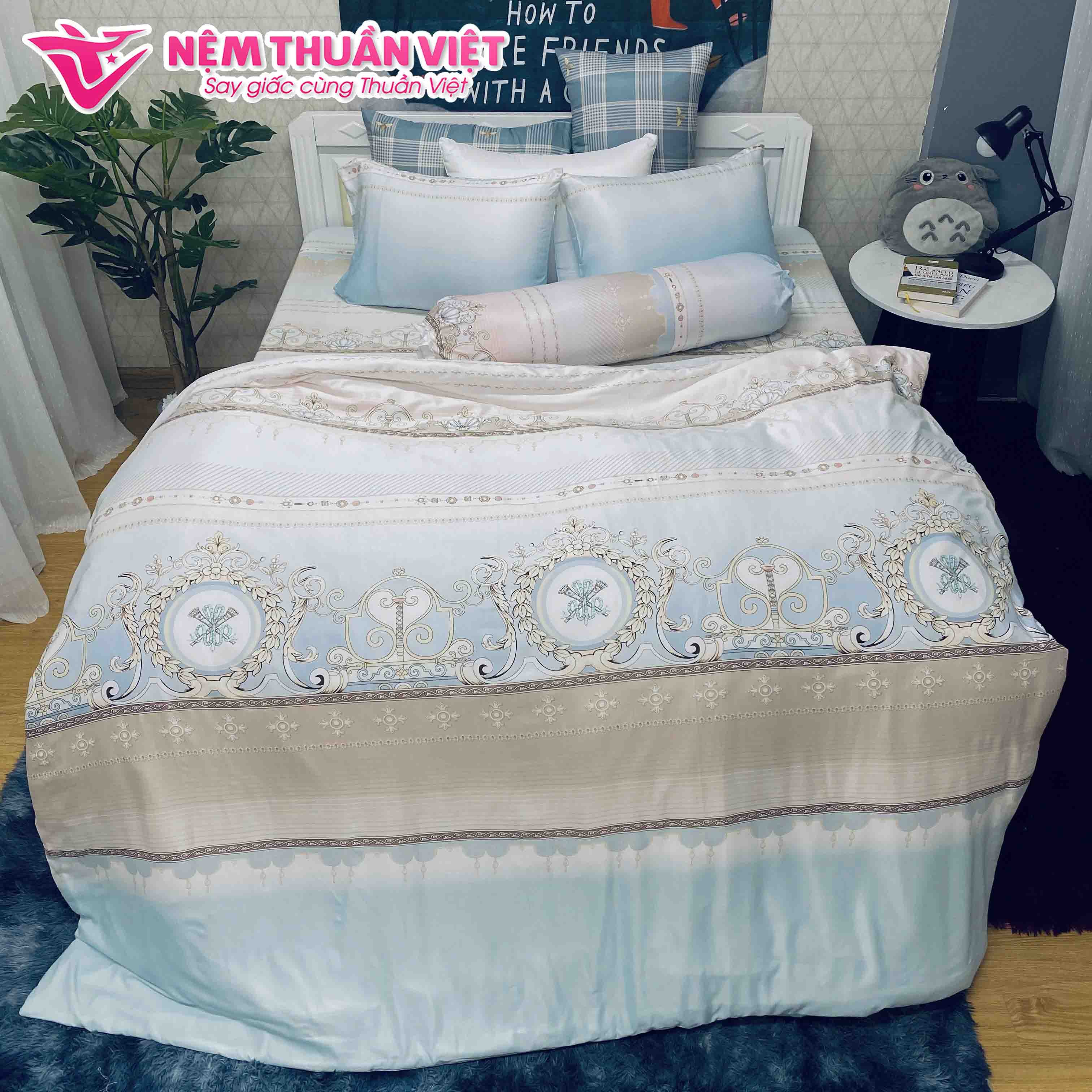 Bộ Ga Mền Cotton Tencel Thuần Việt - Họa tiết cổ điển sang trọng