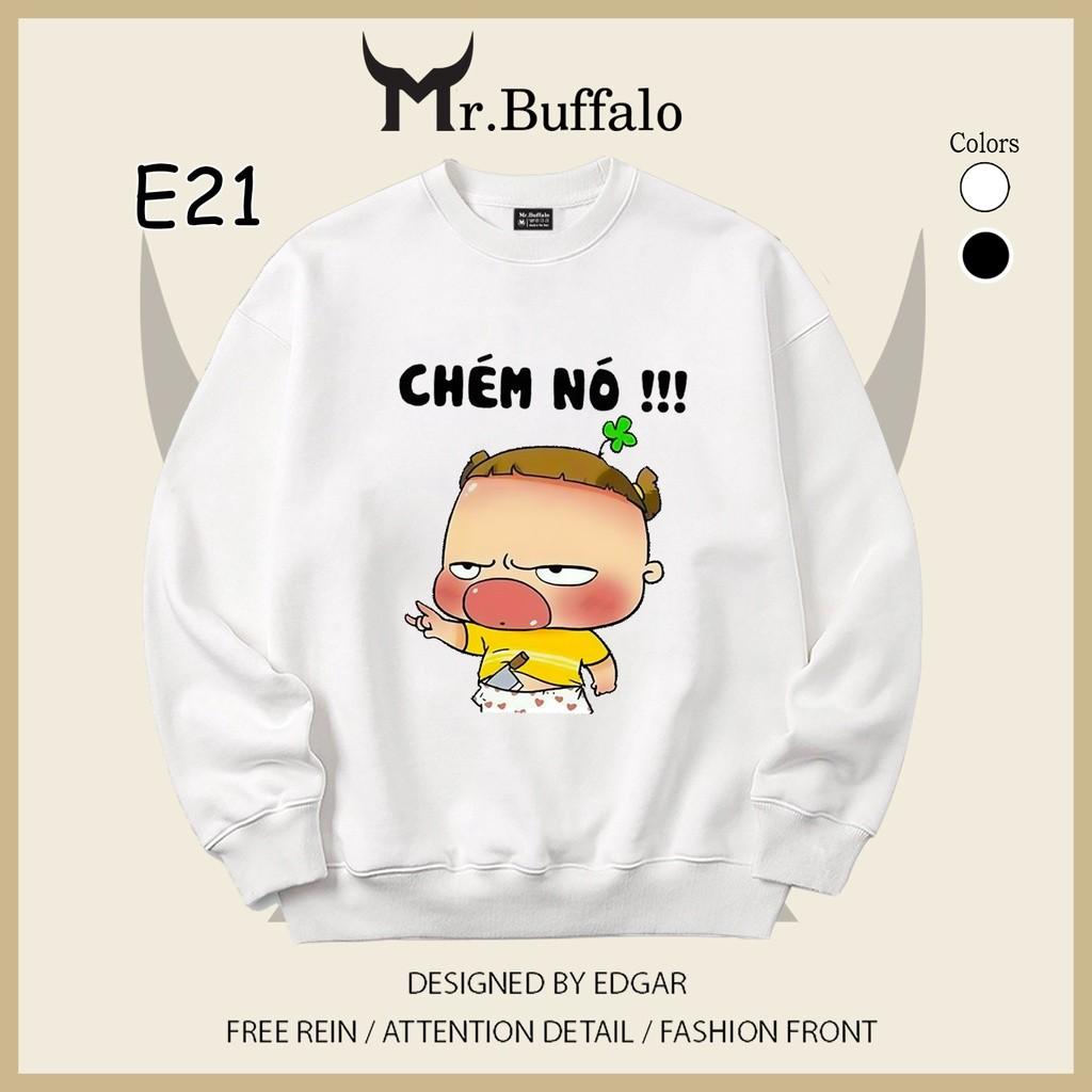 Áo dài tay nam, nữ Quỳnh Ak 2 màu đen, trắng dễ thương có bigsize Mr.Buffa