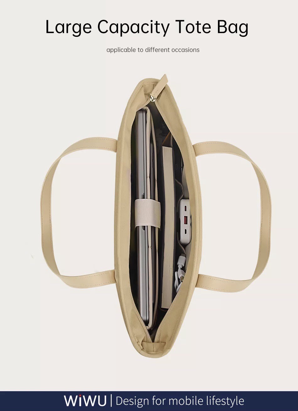 Túi Wiwu Ora Tote được làm bằng chất liệu polyester không thấm nước, vải bền và cổ điển, có ngăn đựng máy tính xách tay - h