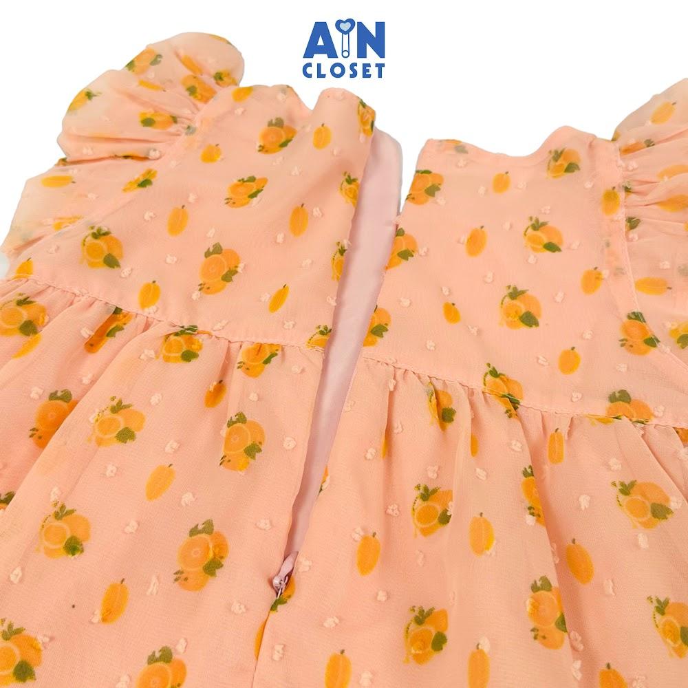 Đầm bé gái họa tiết Quả Cam Voan hạt - AICDBGMSKP89 - AIN Closet