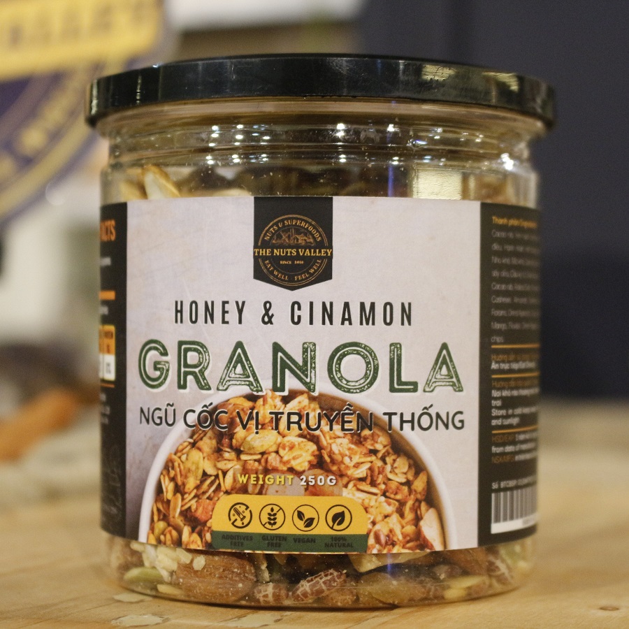 GRANOLA - Ngũ Cốc Healthy 3 Vị Tự Nhiên, Quế - Mật ong, Socola The Nuts Valley