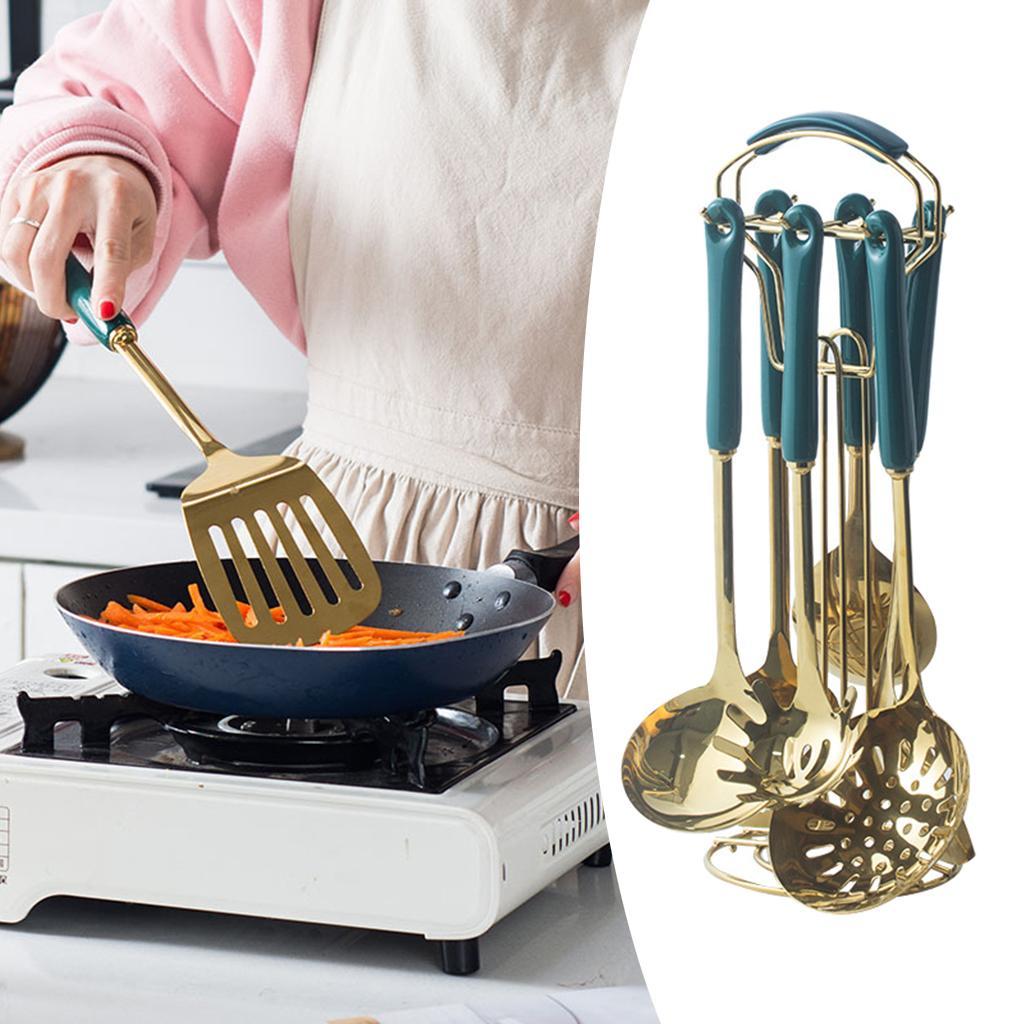 Stainless Cooking Utensils Set with Rotated Stand Kitchen Tools Kitchenware