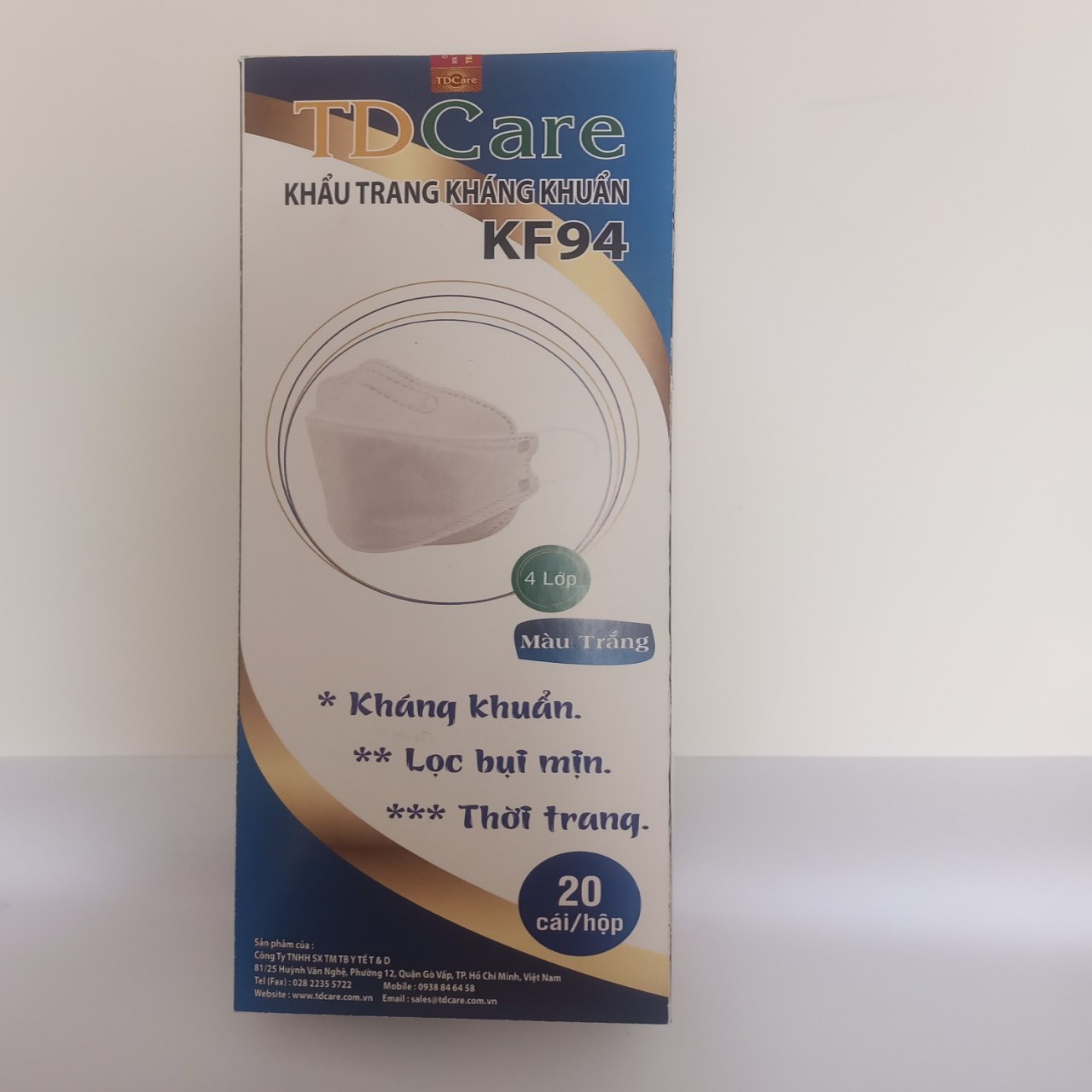 Khẩu Trang Kháng Khuẩn KF94 TDCare - 20 Cái/Hộp - Màu Trắng - Hàng Chính Hãng