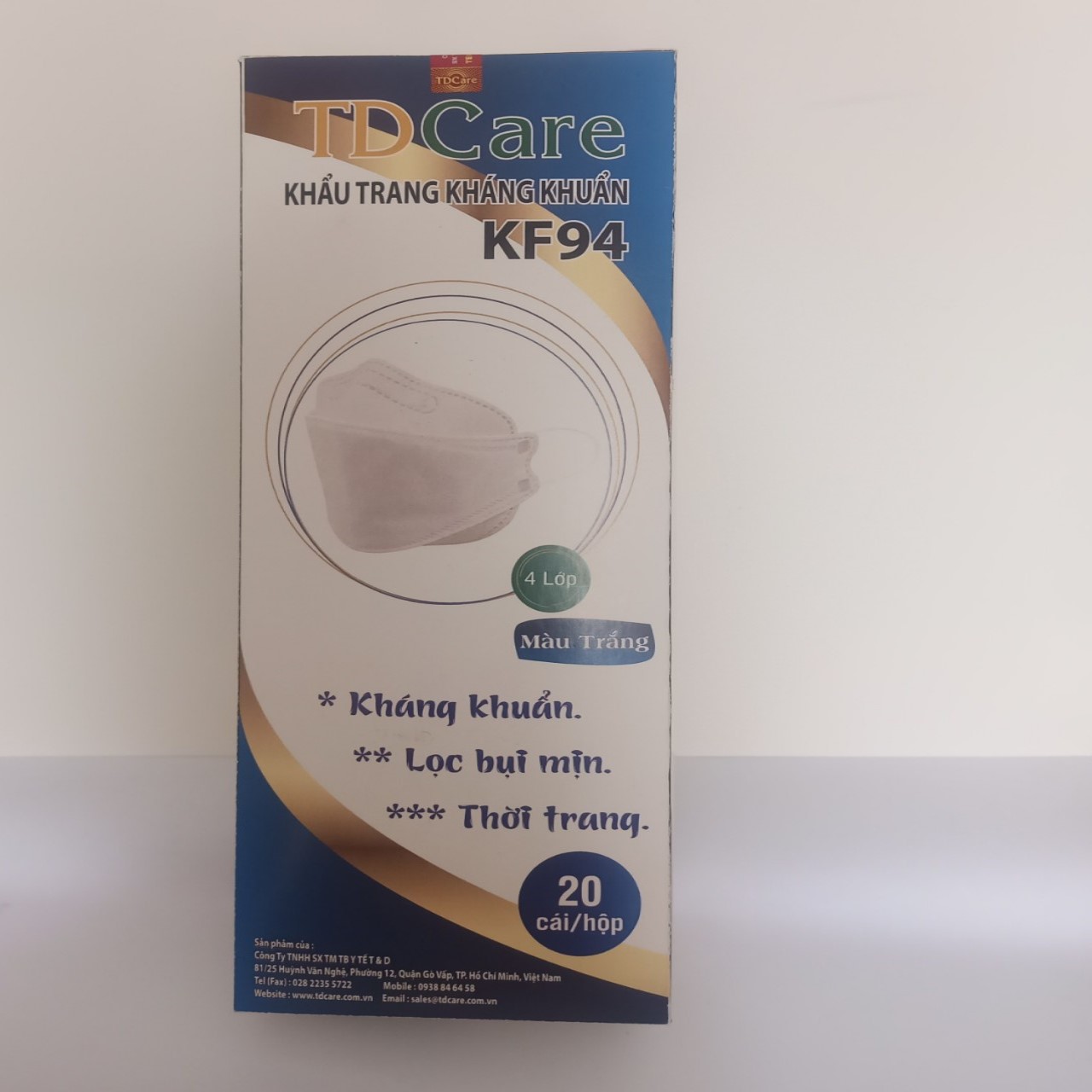 [20 Cái] Khẩu Trang Kháng Khuẩn KF94 TDCare - 20 Cái/Hộp - Màu Trắng - Hàng Chính Hãng