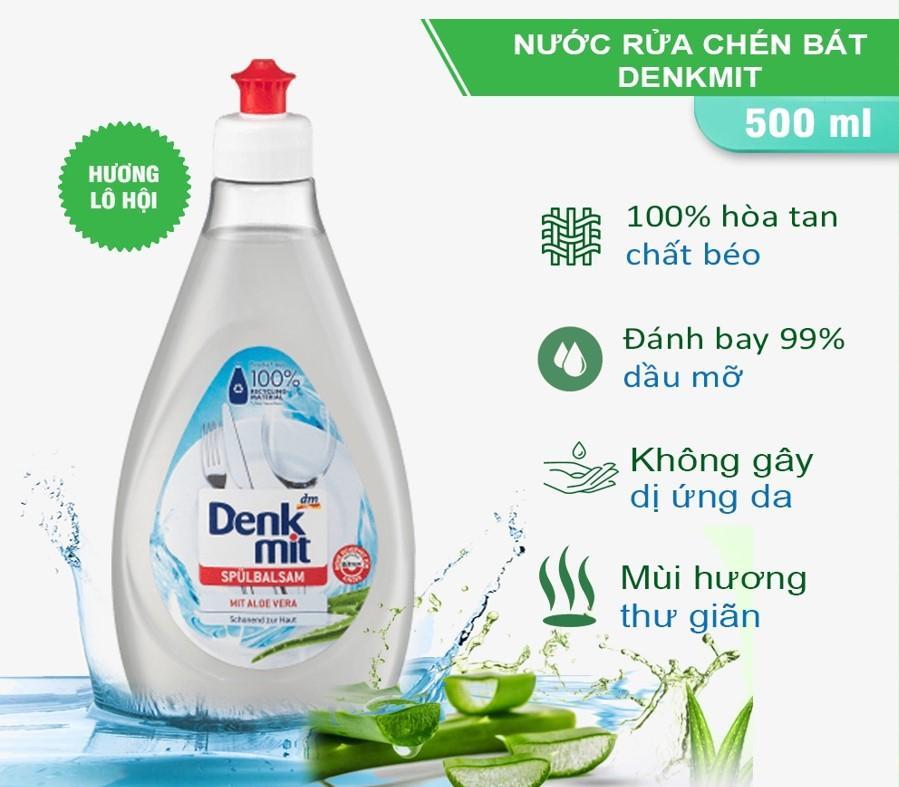 Nước Rửa Bát Đậm Đặc DENKMIT NATURE Chiết Xuất Từ Tự Nhiên, An Toàn Với Da Tay, Diệt 99% Vi Khuẩn, 500ml, Nhập Đức