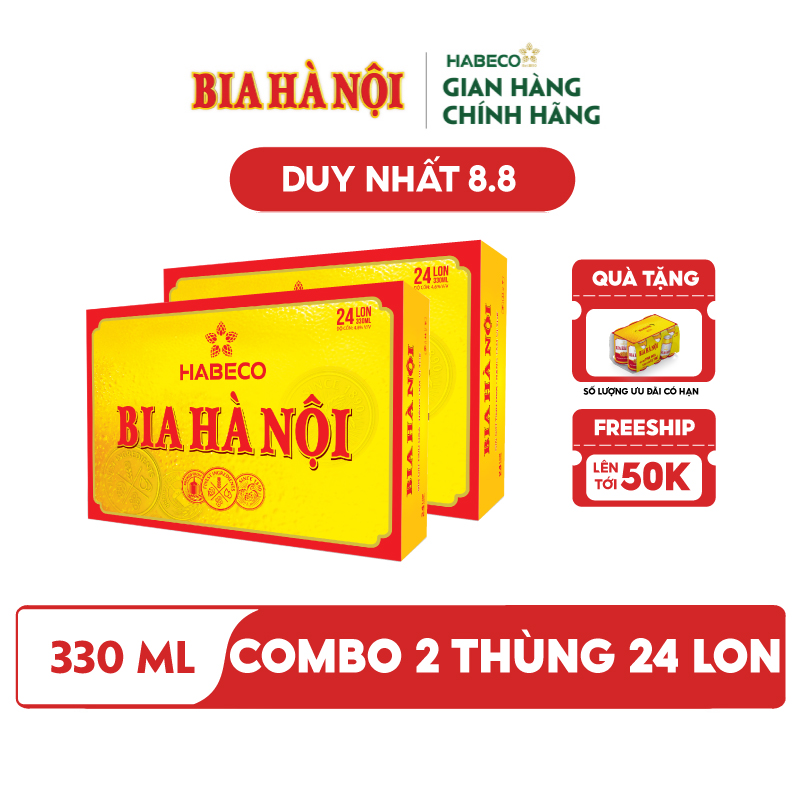 Combo 2 Thùng Bia Hà Nội - Thùng 24 lon 330ml