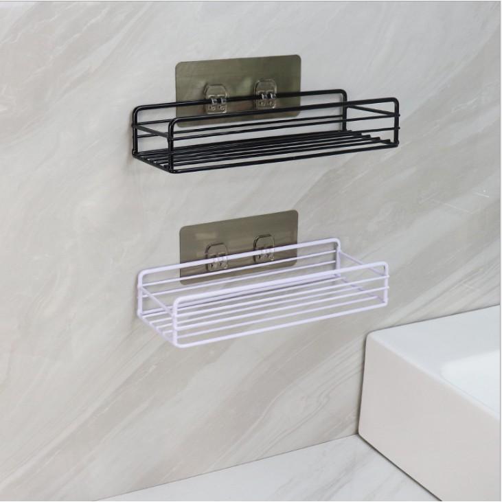 Giá để đồ nhà tắm kim loại bền đẹp, kệ hình chữ nhật đựng đồ đa năng không cần khoan tường siêu tiện dụng