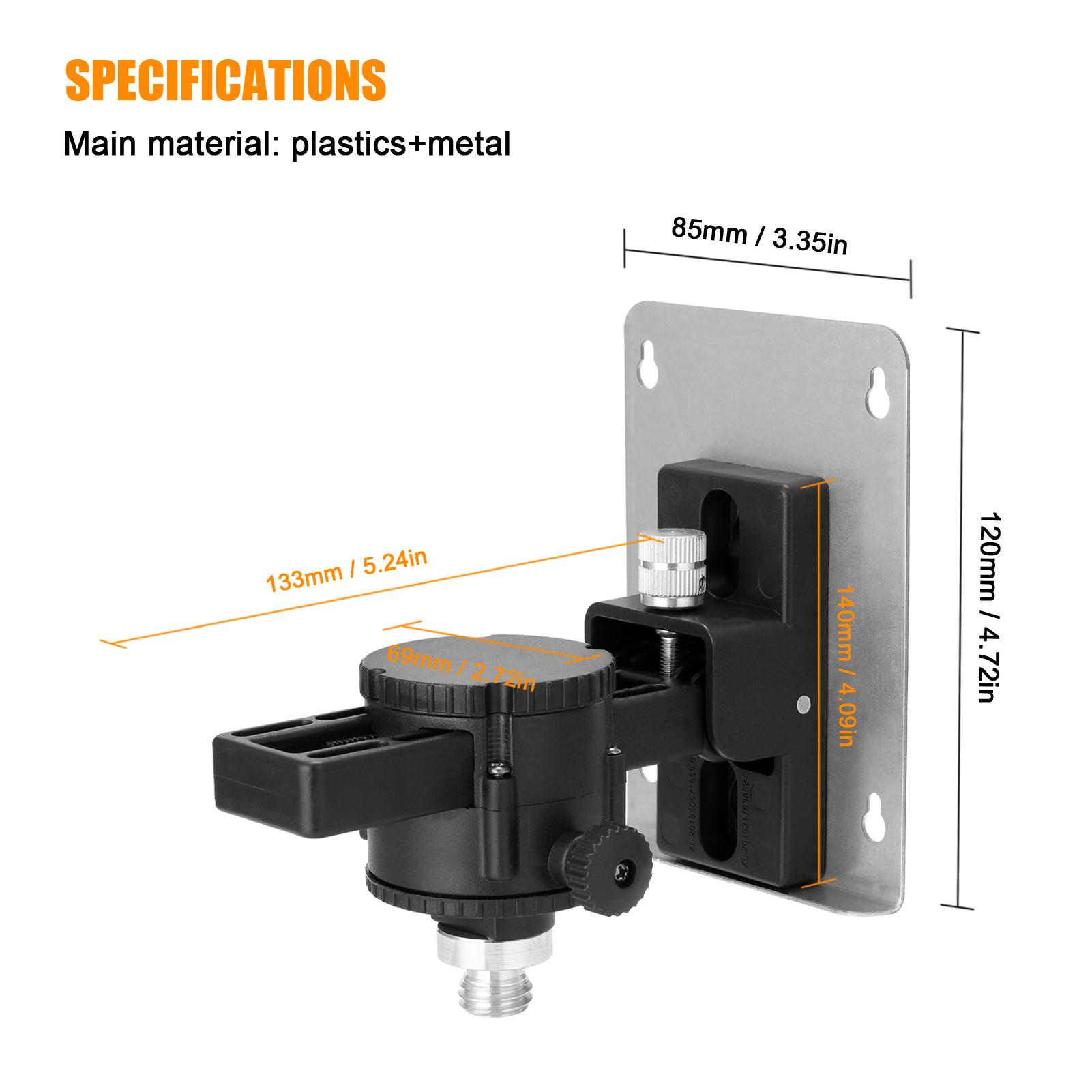 360 Degree Rotation 15°Tilt Angle Adjustable Laser Level Wall-mounted Bracket with Iron Board
