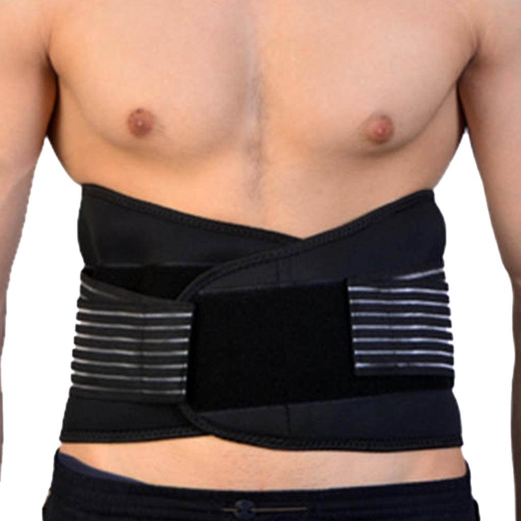 Sports Neoprene Back Support Brace Waist Protective Belt-Black&Blue S