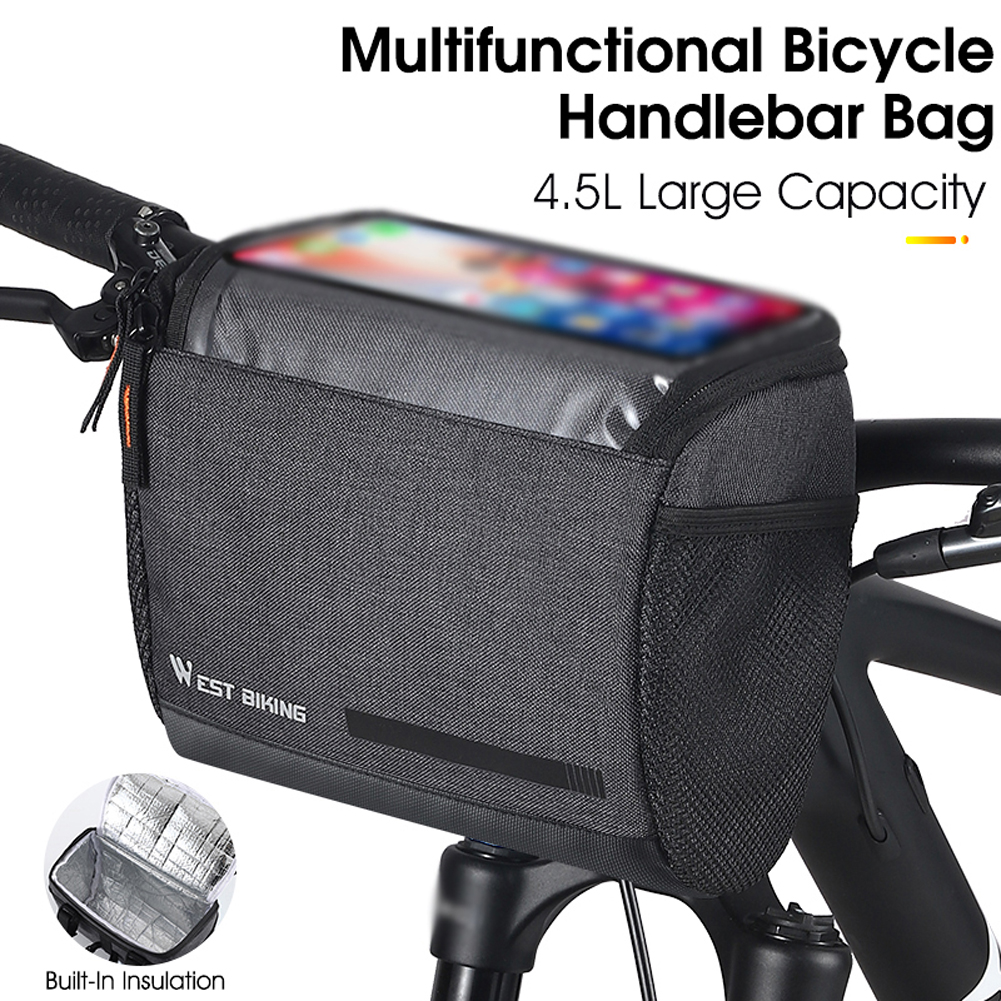 Túi đựng đồ đi xe đạp dung tích lớn 4,5L WEST BIKING treo khung, không thấm nước TPU
