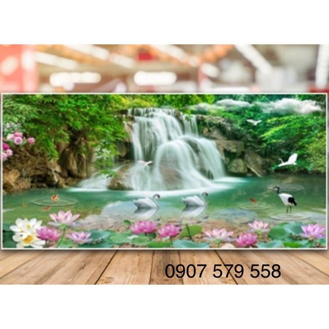 Tranh thêu non nước hữu tình 5D lv3025 kt 100x50 cm