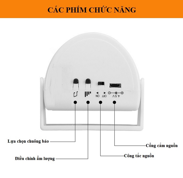 Chuông cửa hồng ngoại báo khách, chống trộm dùng pin nhỏ gọn, thông minh (Tặng đèn pin bóp tay mini-giao màu ngẫu nhiên)