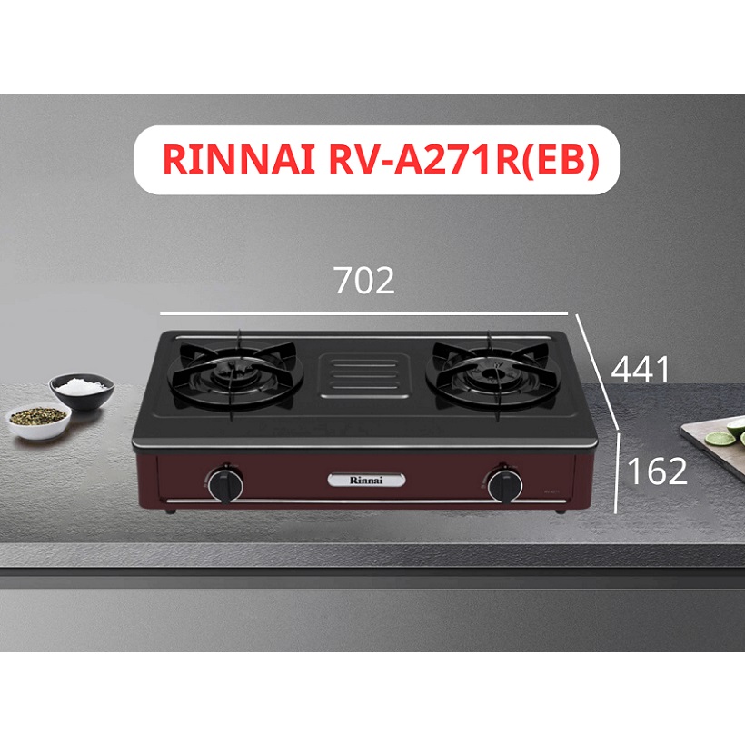 Bếp gas 7 tấc Rinnai RV-A271R(EB), Chén đồng có ngắt gas tự động - Hàng chính hãng