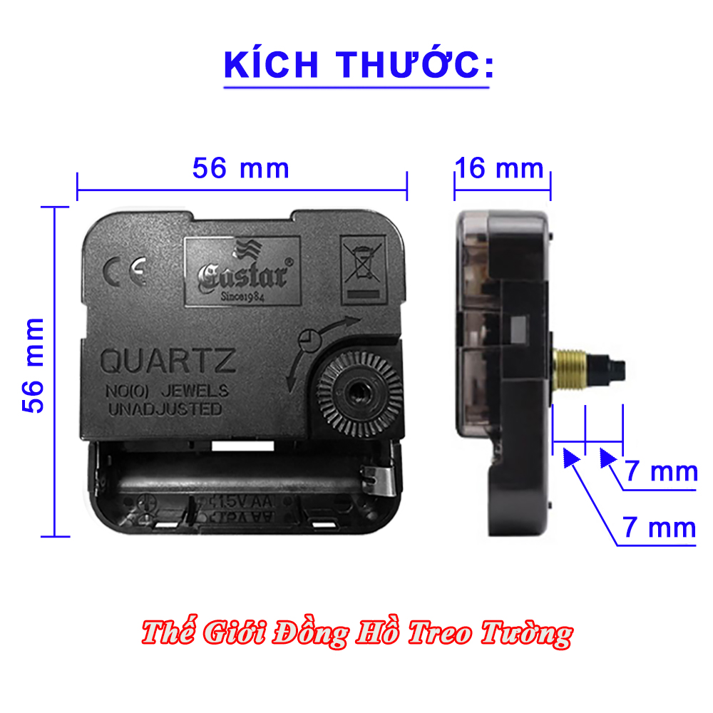 Máy Đồng Hồ KIM TRÔI EASTAR Độ Chính Xác Cao – Bộ Kim Đao Thân Kim màu VÀNG ĐỒNG có DẠ QUANG màu HỒNG – Kèm theo Pin Maxell.