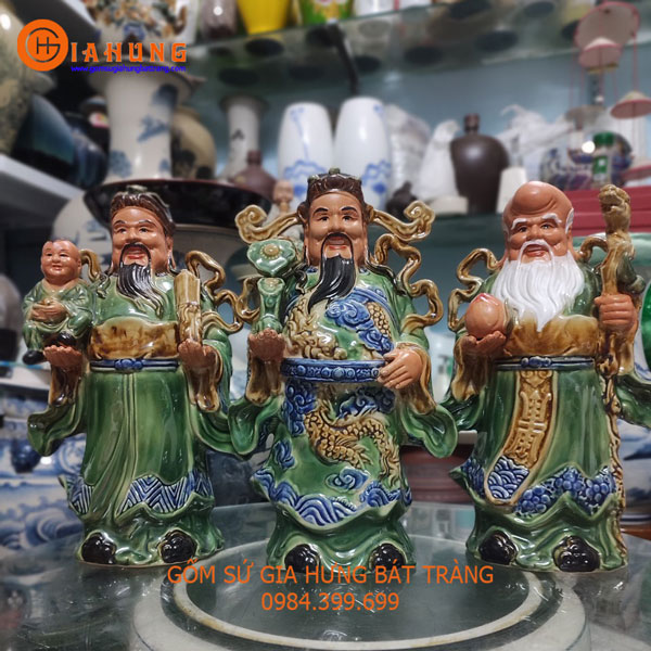 Bộ tam đa Phúc Lộc Thọ gốm sứ Bát Tràng