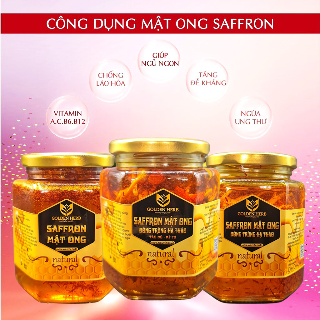 Mật Ong Saffron Đông Trùng Hạ Thảo 280ml/lọ Golden Herb