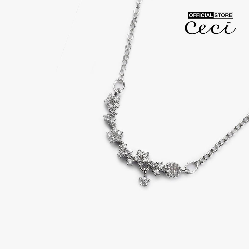 CECI - Dây chuyền nữ sợi mảnh phối mặt đính đá sang trọng CC4-01000229-07