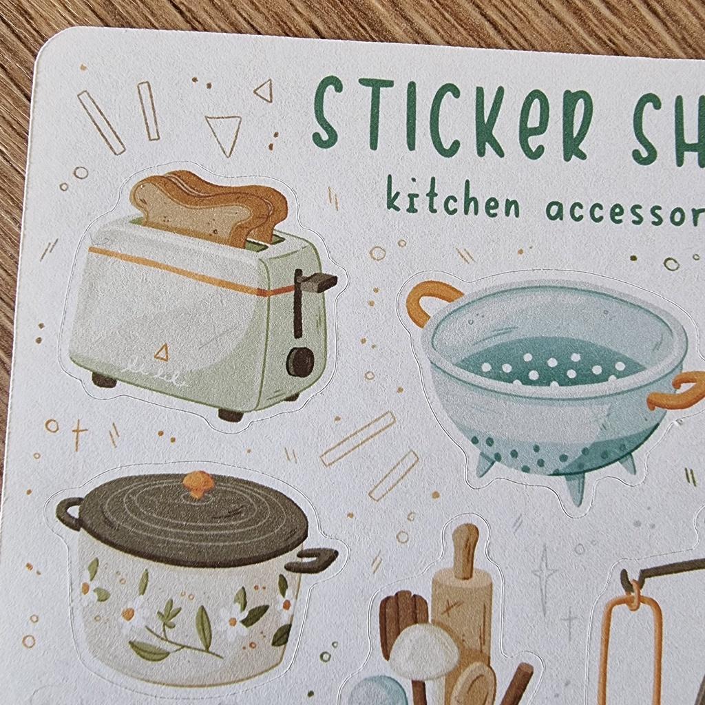 Sticker Sheet KITCHEN ACCESSORIES  Chuyên dán sổ   Bullet Journal Stickers, Sticker Nhà Bếp - CHƯA CẮT