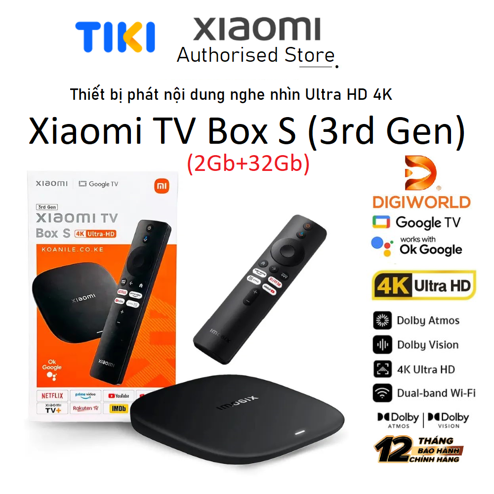 Tivi box Xiaomi Mi box S Gen 3 Google TV UHD 4K(3840×2160p) - Hàng chính hãng