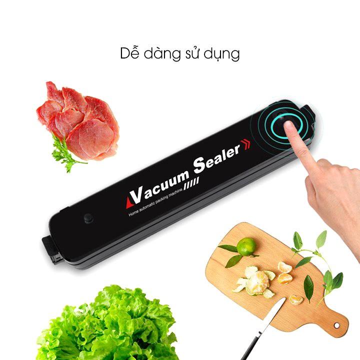 Máy hút chân không bảo quản thực phẩm Vacuum Sealer mini cao cấp tự hàn miệng tiện dụng tặng kèm túi hút