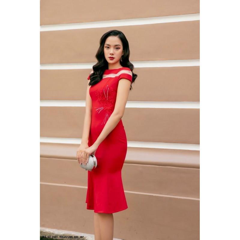 ĐẦM THÊU TAY NGẮN PHỐI LƯỚI
