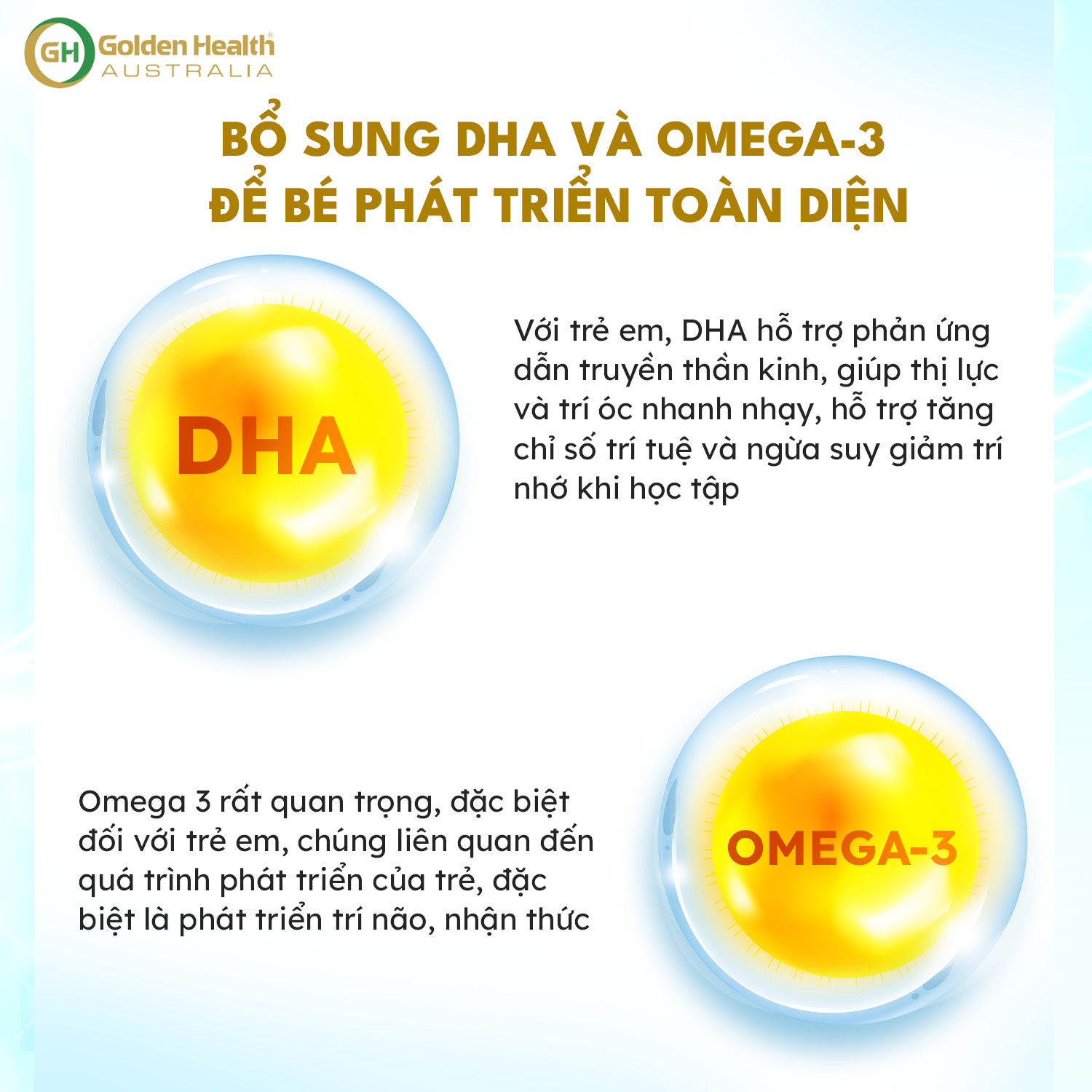 [GOLDEN HEALTH] Viên uống dầu cá bổ sung DHA cho trẻ từ 7 tháng tuổi Golden Health Cod Liver Fish Oil For Kids