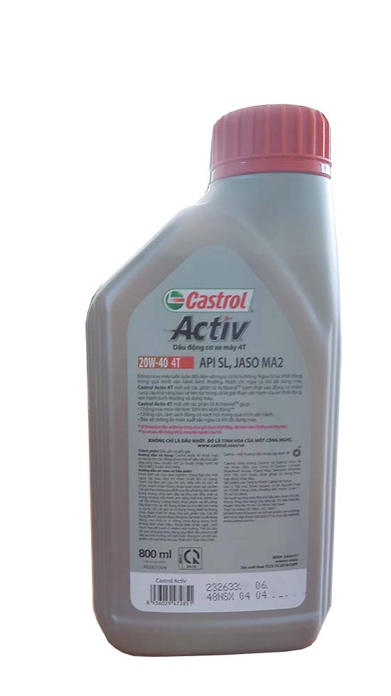 Dầu động cơ xe số Castrol Activ 4T, 20W-40, 0,8L (800ML)