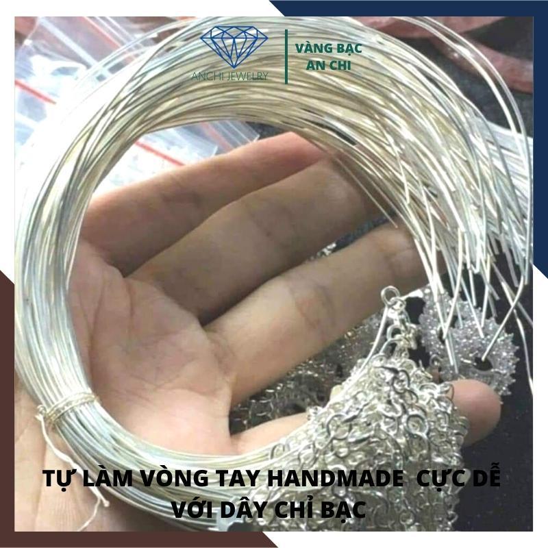 Dây lõi bạc xỏ hạt đá, hạt trai làm vòng cổ vòng tay handmade, An chi jewelry