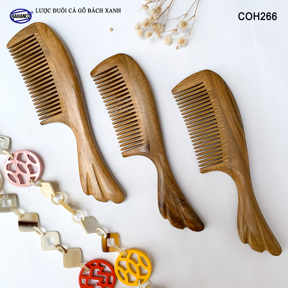 Lược đuôi cá gỗ Bách Xanh mùi thơm nhẹ COH266 - Ghép Răng Tăng Độ Bền Khi Chải Tóc - Chải tóc làm dịu tâm trí, đỡ căng thẳng - Giúp Tóc Suôn & Mềm Không Làm Rụng