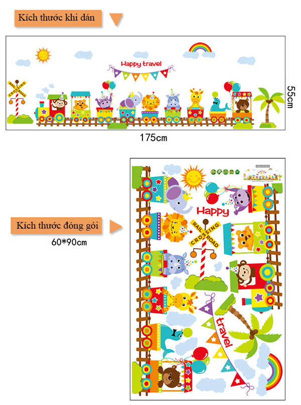 Decal dán tường Đoàn tàu lửa thú - HP164