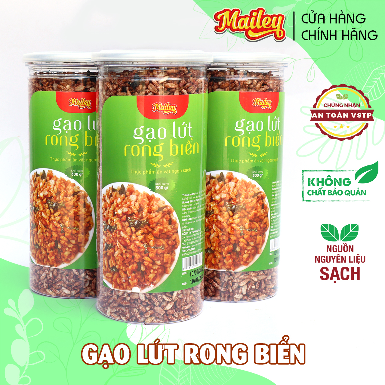 [COMBO] Combo 3 hũ gạo lứt sấy rong biển ăn liền MAILEY 300G