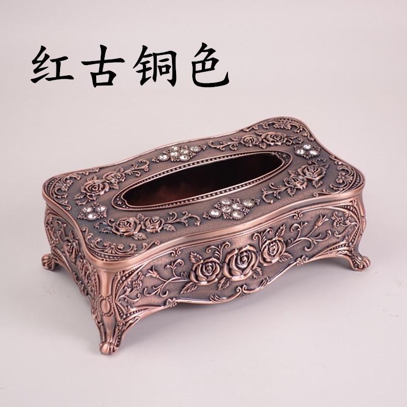 Bộ 4 món Đồng hoàng gia | Hộp đựng giấy, Hộp đựng chè, Lọ tăm, Gạt tàn hợp kim hoạ tiết tân cổ điển