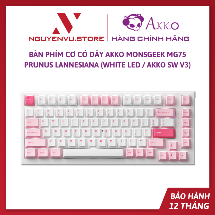 Bàn phím cơ có dây Akko MonsGeek MG75 Prunus Lannesiana (White LED / AKKO sw v3) - Hàng chính hãng