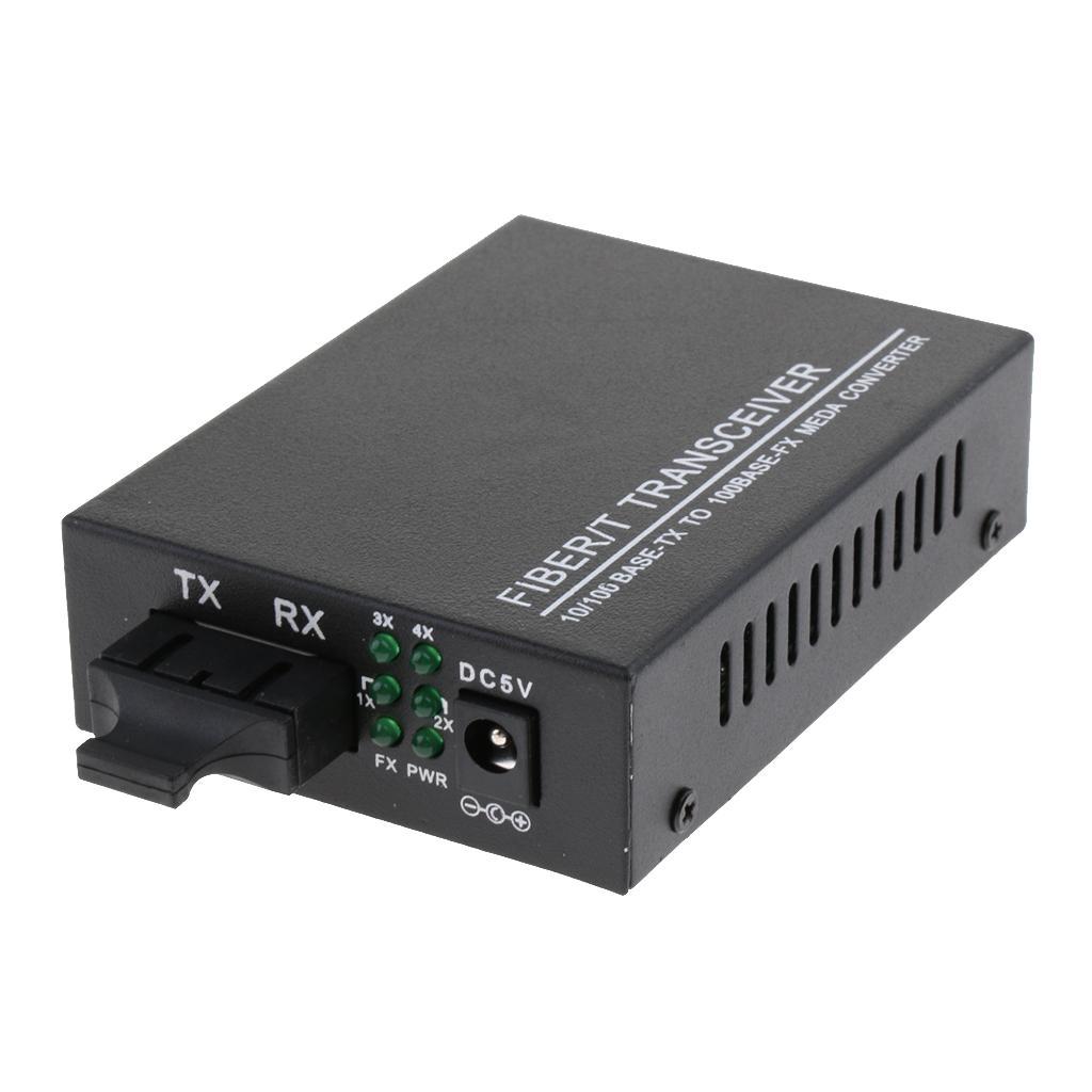 10/100Mbps Fast Ethernet Media Converter Singlemode Dual Fiber Transceiver 25Km with 2x For HD Camera
