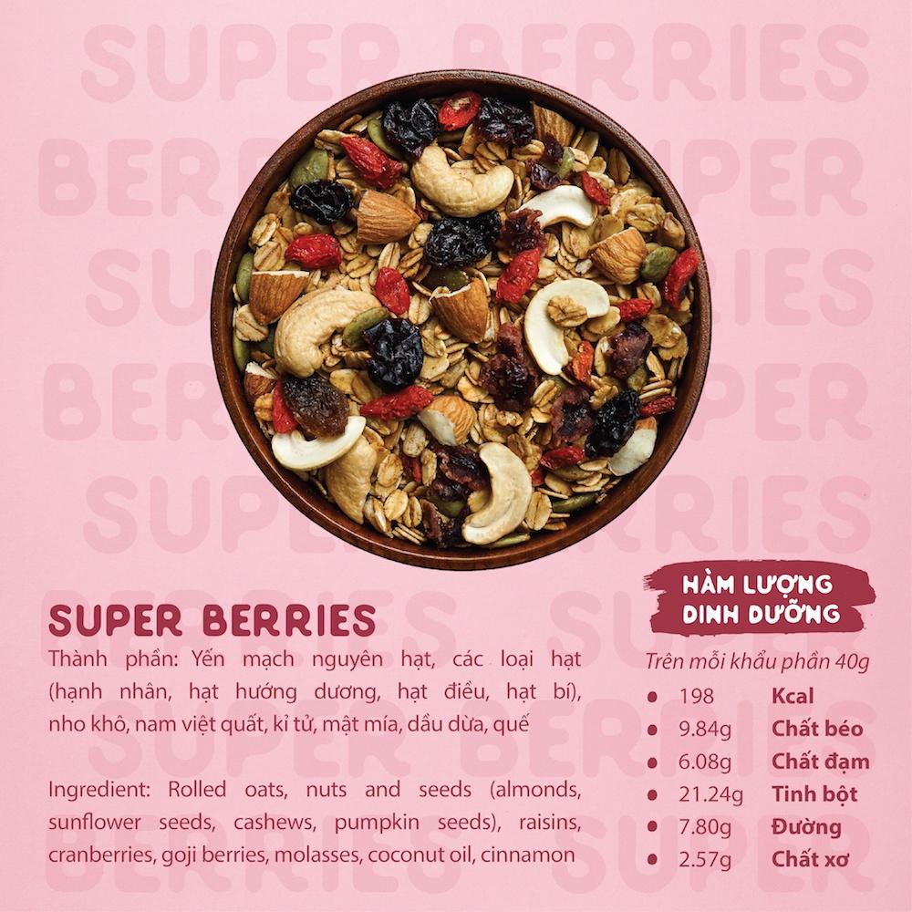 Combo 400g x 2 Granola CHOCO BANA & SUPER BERRIES Ngũ cốc nguyên hạt/ Ngũ cốc ăn sáng HAPPIOH