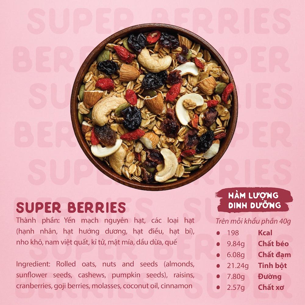 Combo 400g x 2 Granola CHOCO BANA &amp;amp; SUPER BERRIES Ngũ cốc nguyên hạt/ Ngũ cốc ăn sáng HAPPIOH