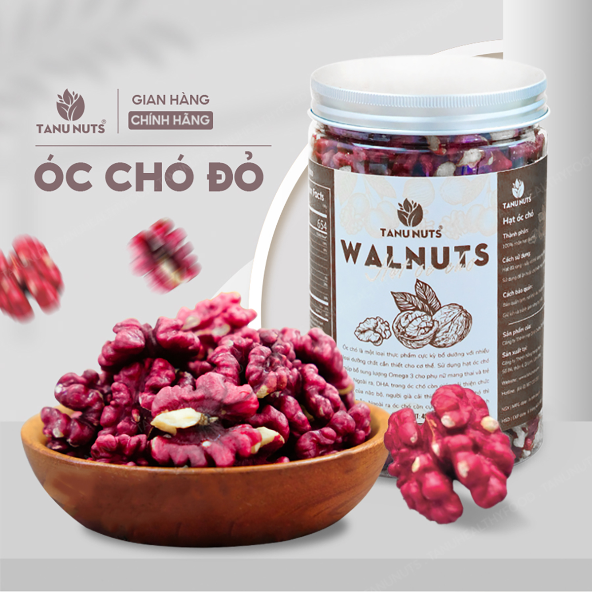 Hạt óc chó đỏ tách vỏ TANU NUTS, ngũ cốc dinh dưỡng cho bà bầu